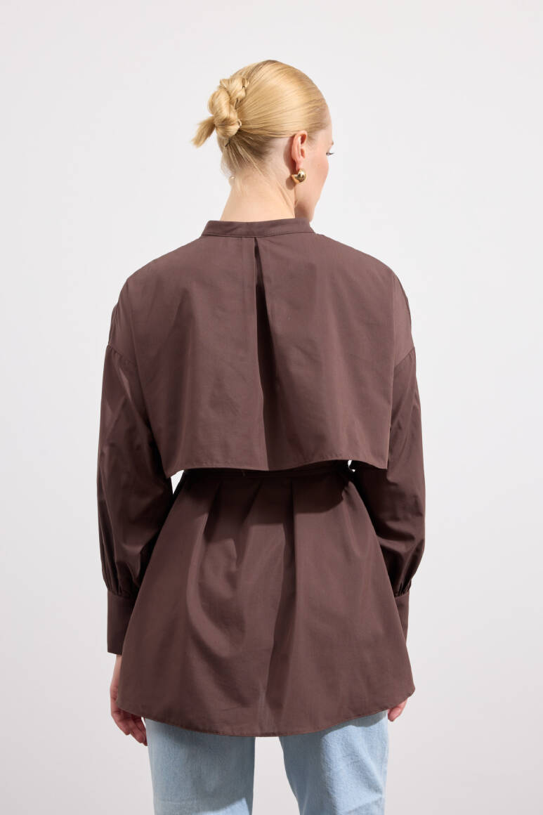 Poplin Trenç Gömlek Acı Kahve - 5