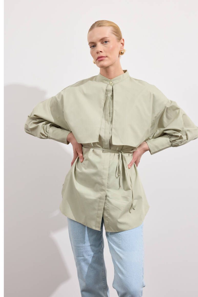 Poplin Trenç Gömlek Çağla Yeşili - 5