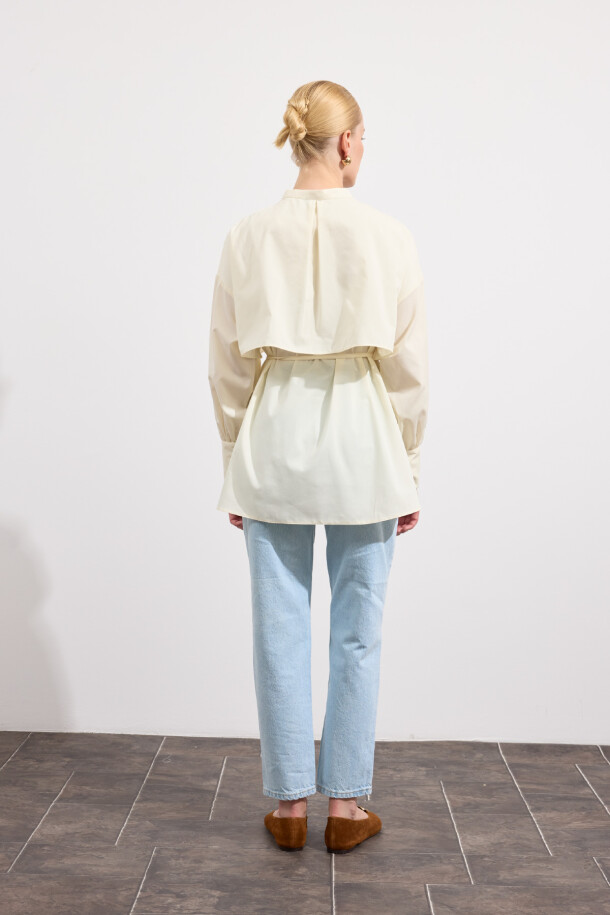 Poplin Trenç Gömlek Soft Sarı - 6