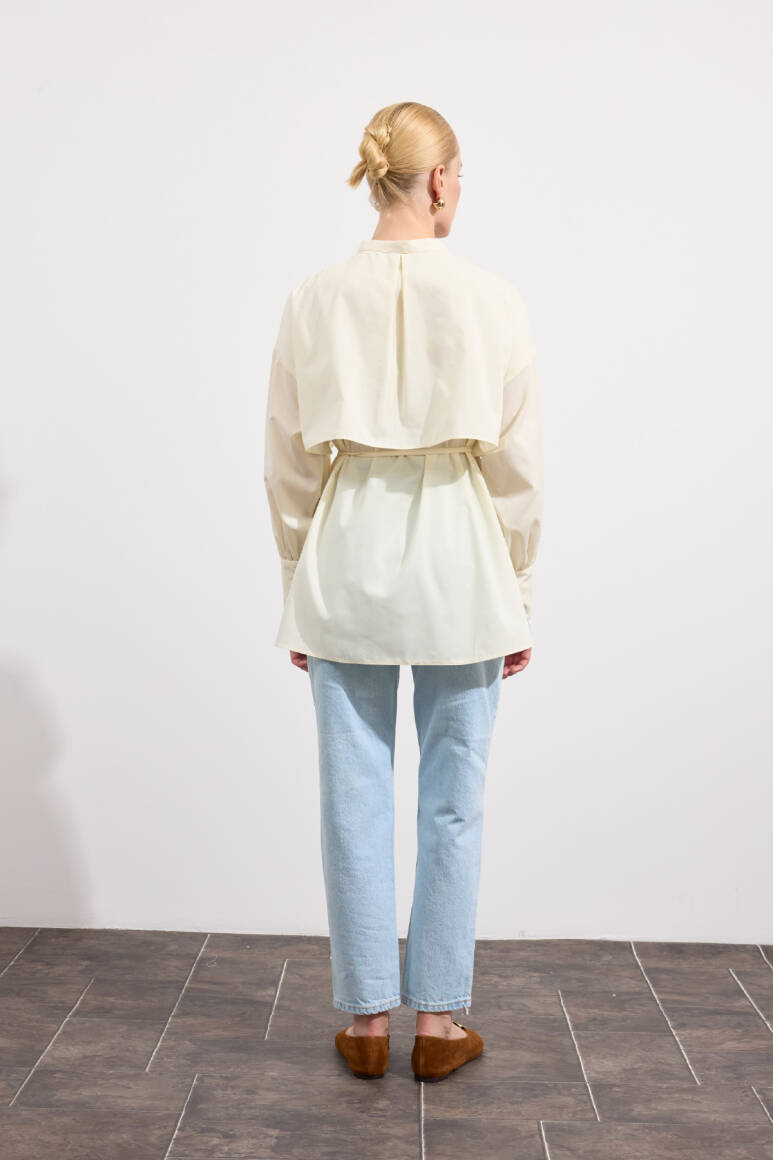 Poplin Trenç Gömlek Soft Sarı - 6