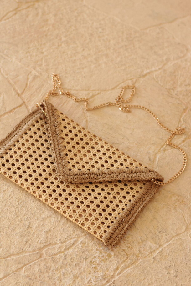 Sole Hasır Clutch Çanta Nude - EMNORA (1)