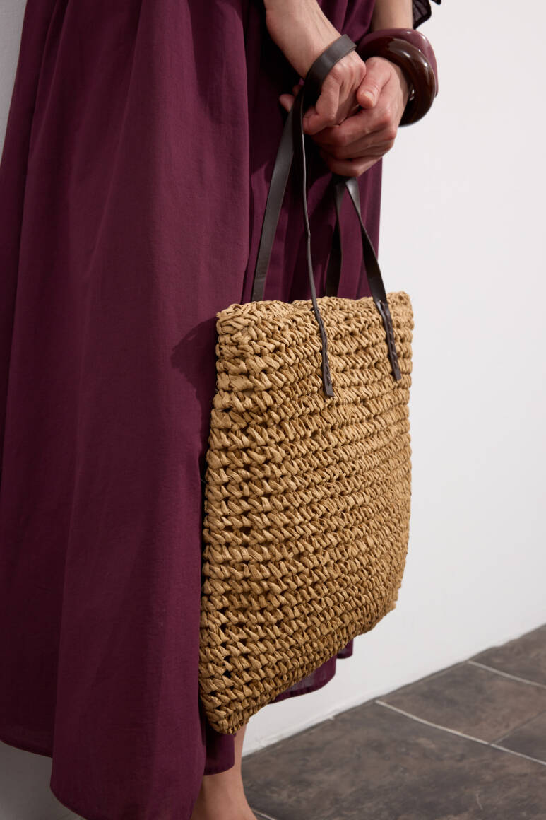 Solea Hasır Çanta Camel - 10