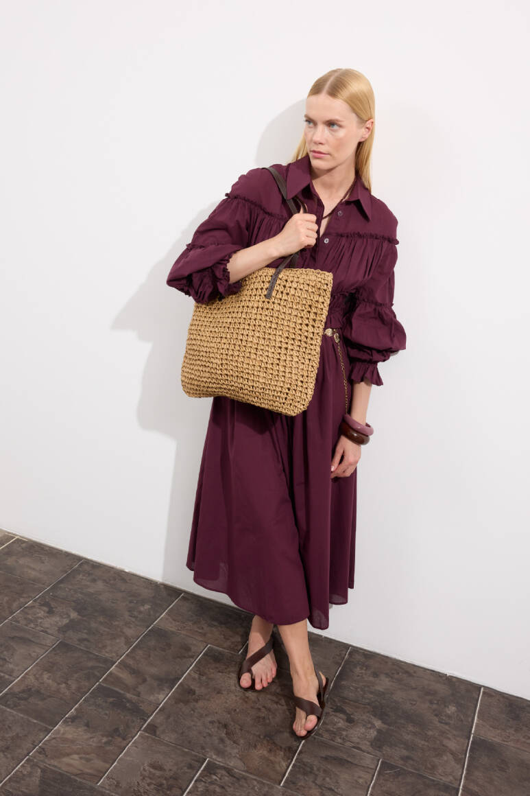 Solea Hasır Çanta Camel - 15