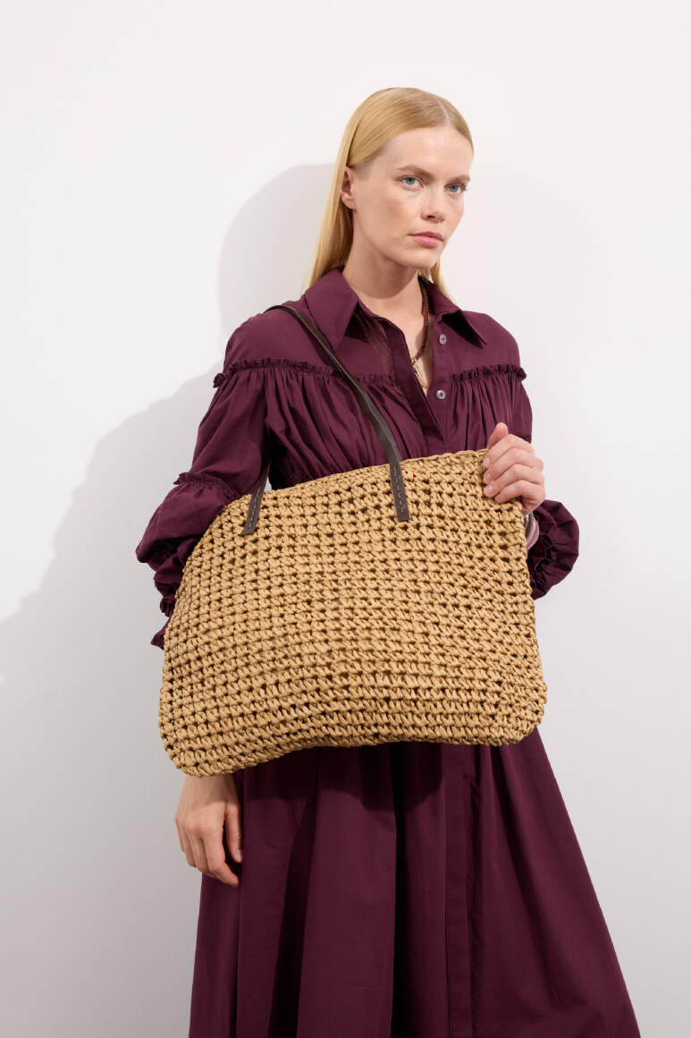 Solea Hasır Çanta Camel - 16