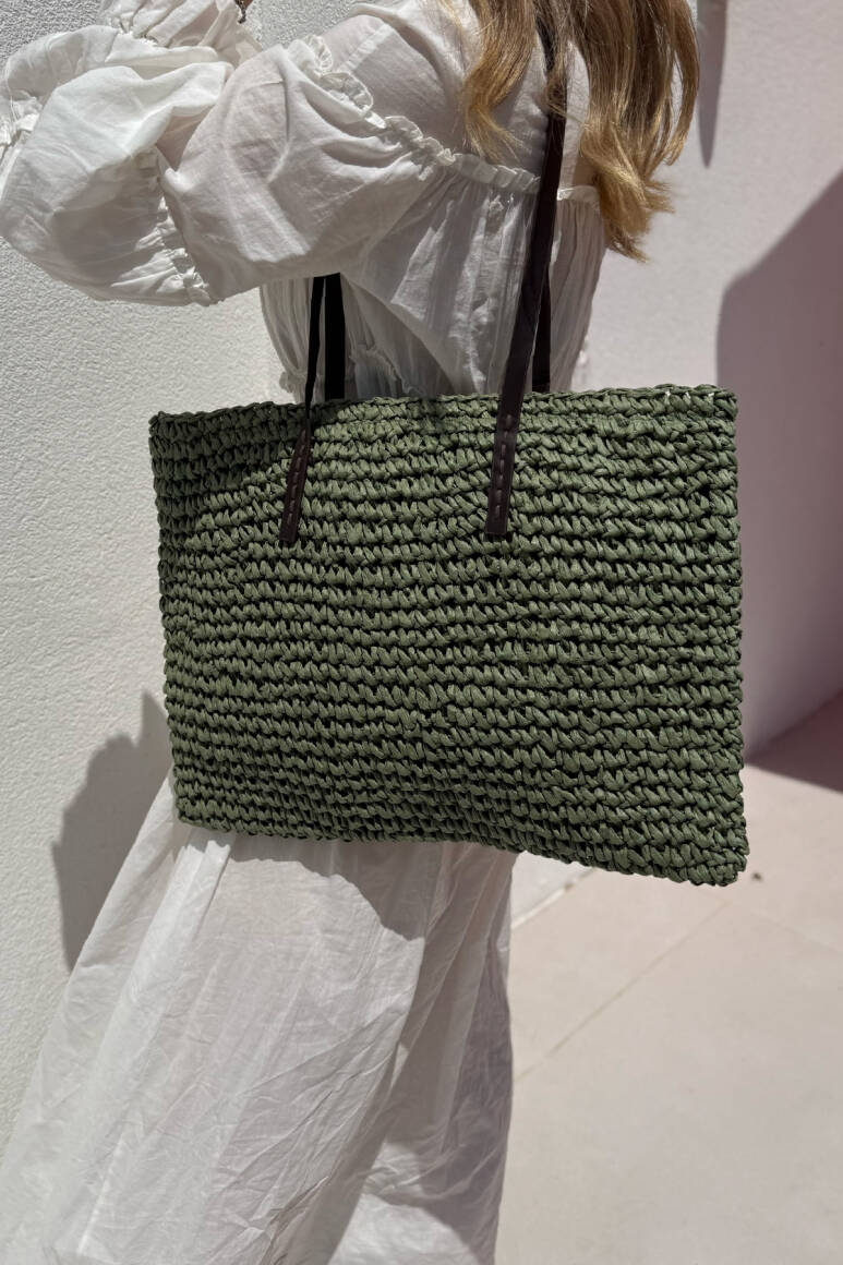 Solea Hasır Çanta Yeşil - EMNORA