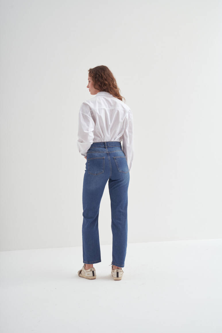 Straight Fit Pantolon Mavi - 5
