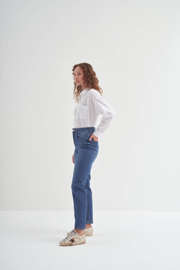 Straight Fit Pantolon Mavi - 3