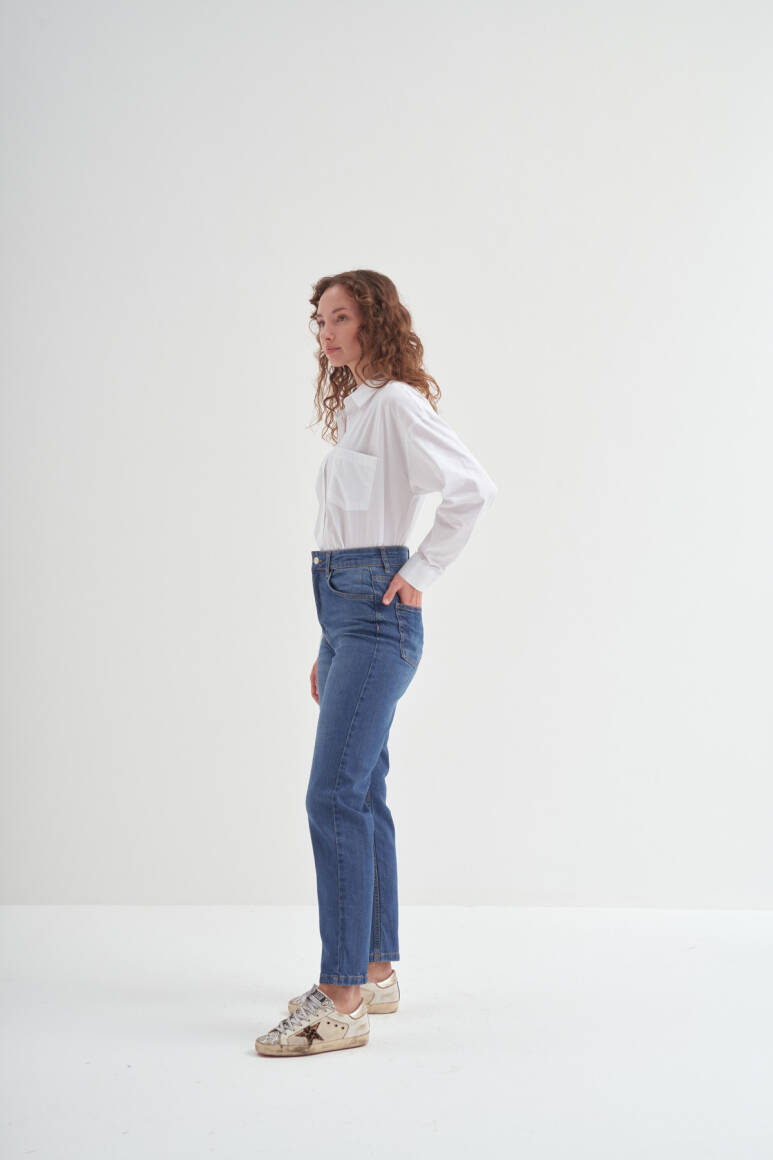 Straight Fit Pantolon Mavi - 3