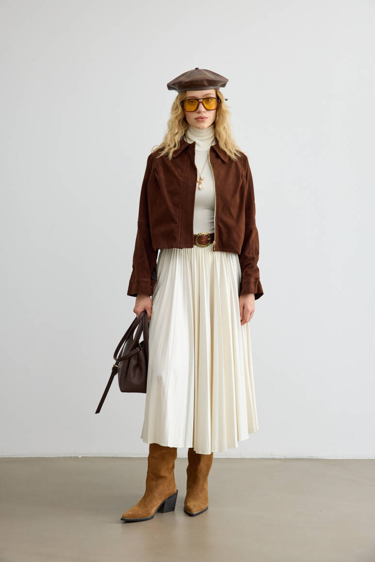 Süet Bomber Ceket Acı Kahve - 3