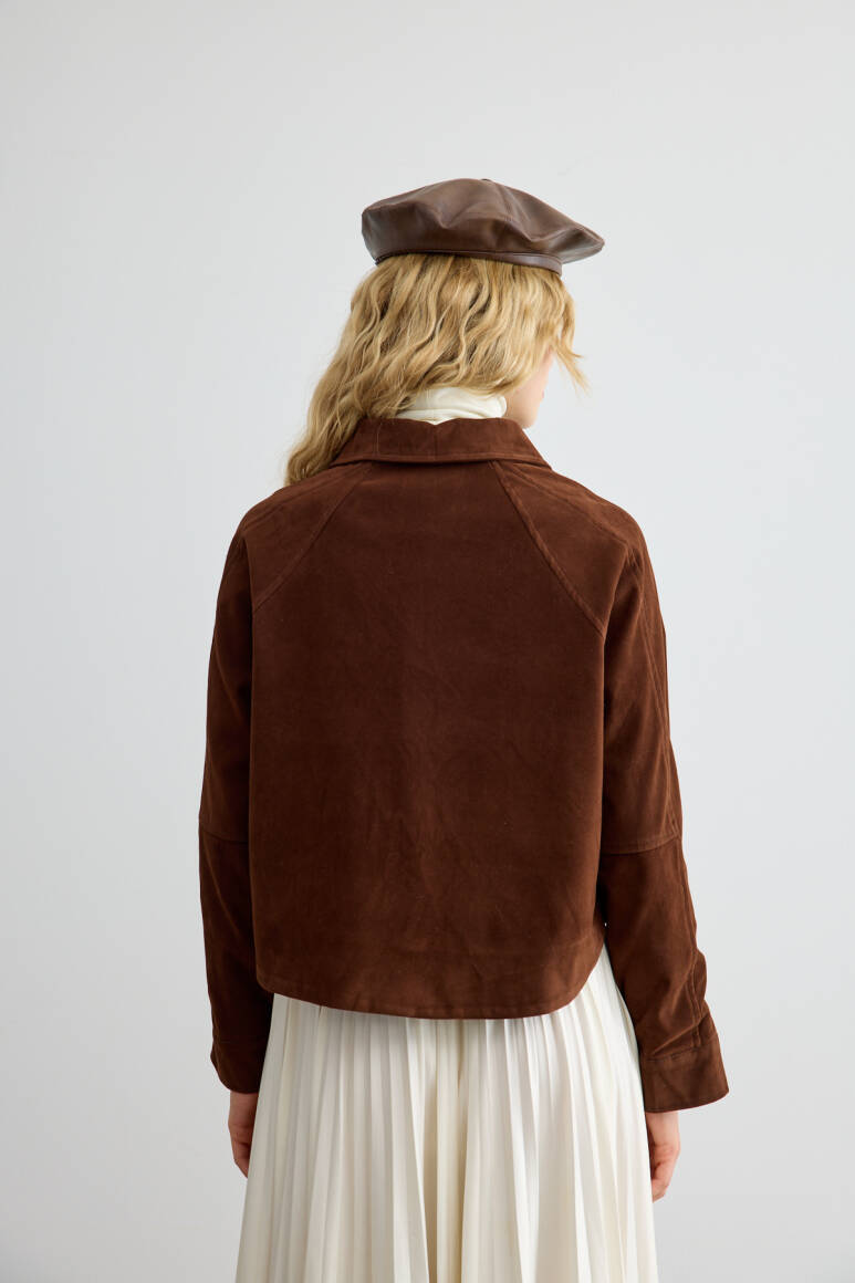 Süet Bomber Ceket Acı Kahve - 5