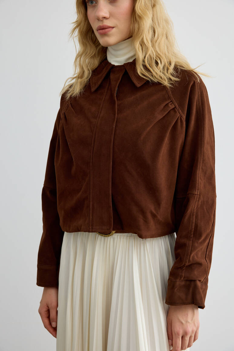 Süet Bomber Ceket Acı Kahve - 7