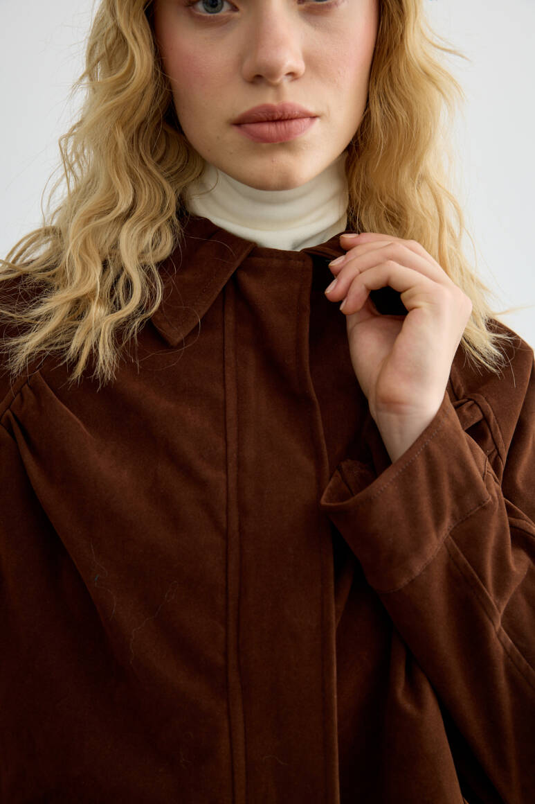 Süet Bomber Ceket Acı Kahve - 8