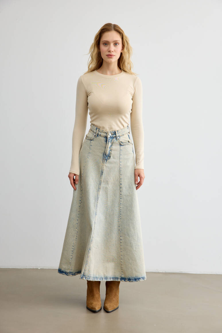 Timeless Denim Etek Vintage Mavi - 4