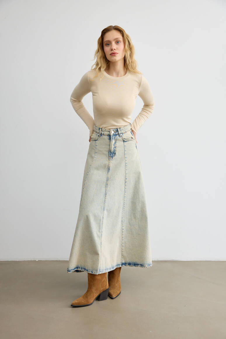 Timeless Denim Etek Vintage Mavi - 3