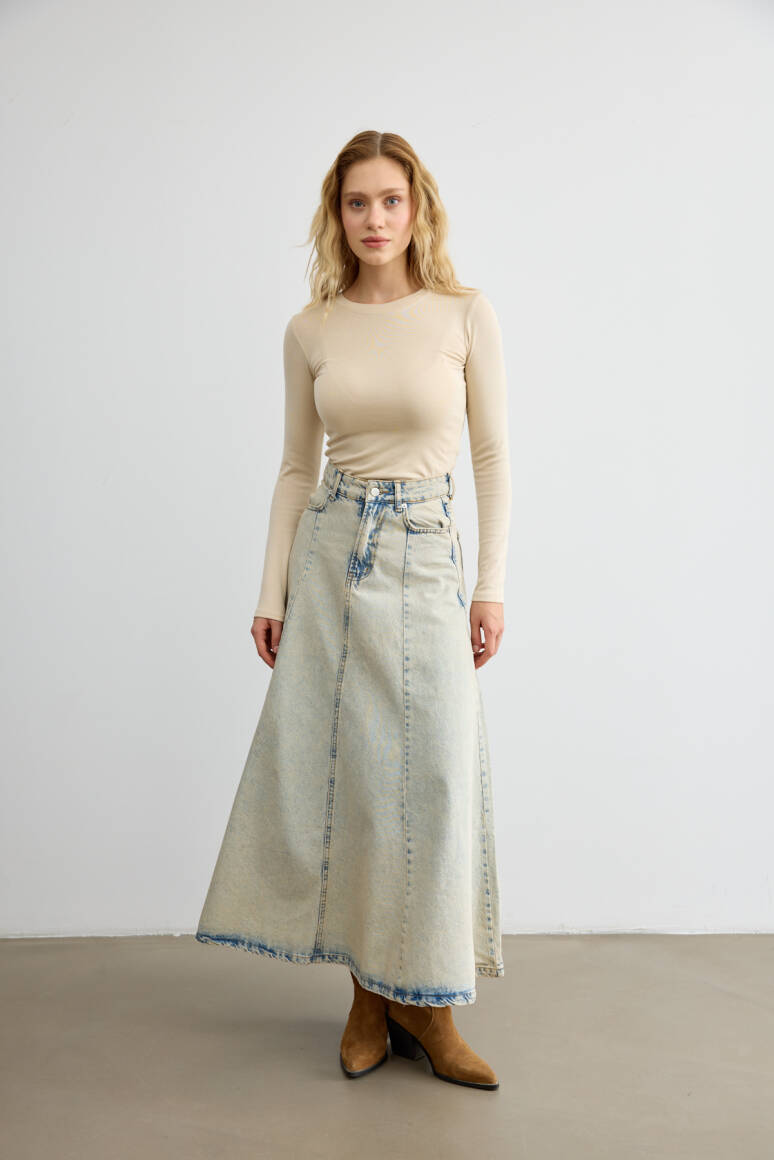 Timeless Denim Etek Vintage Mavi - 5