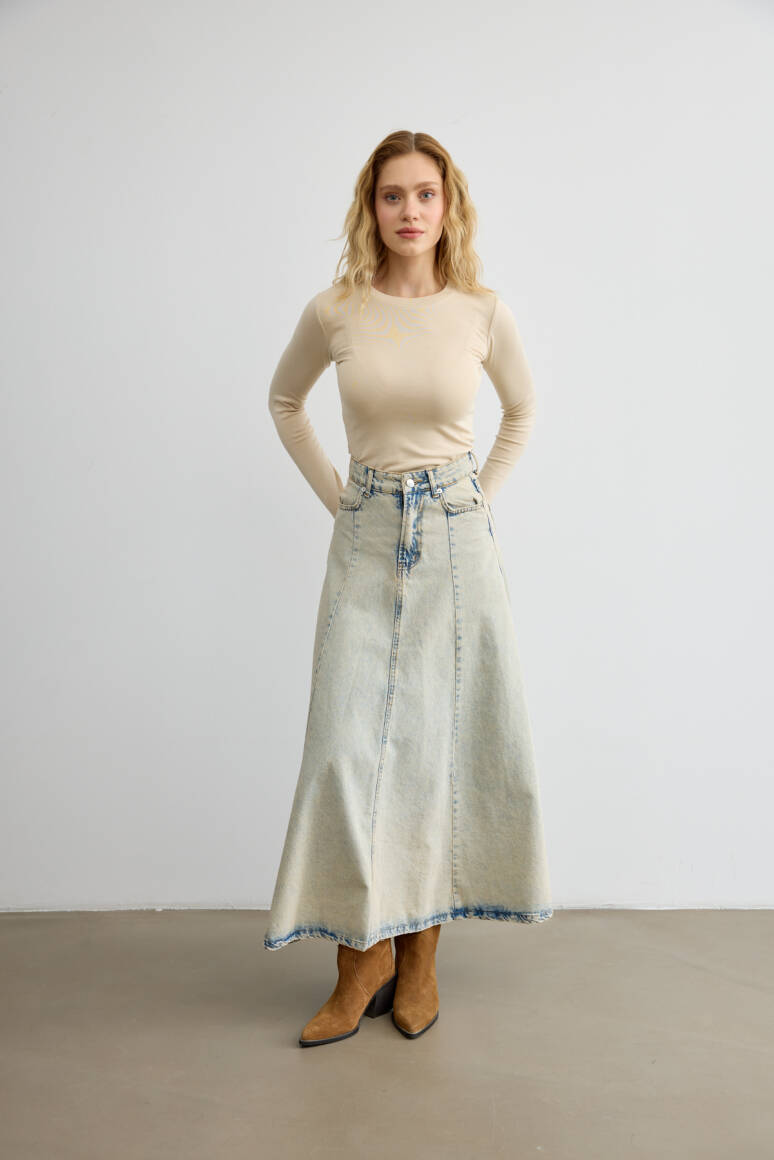 Timeless Denim Etek Vintage Mavi - EMNORA