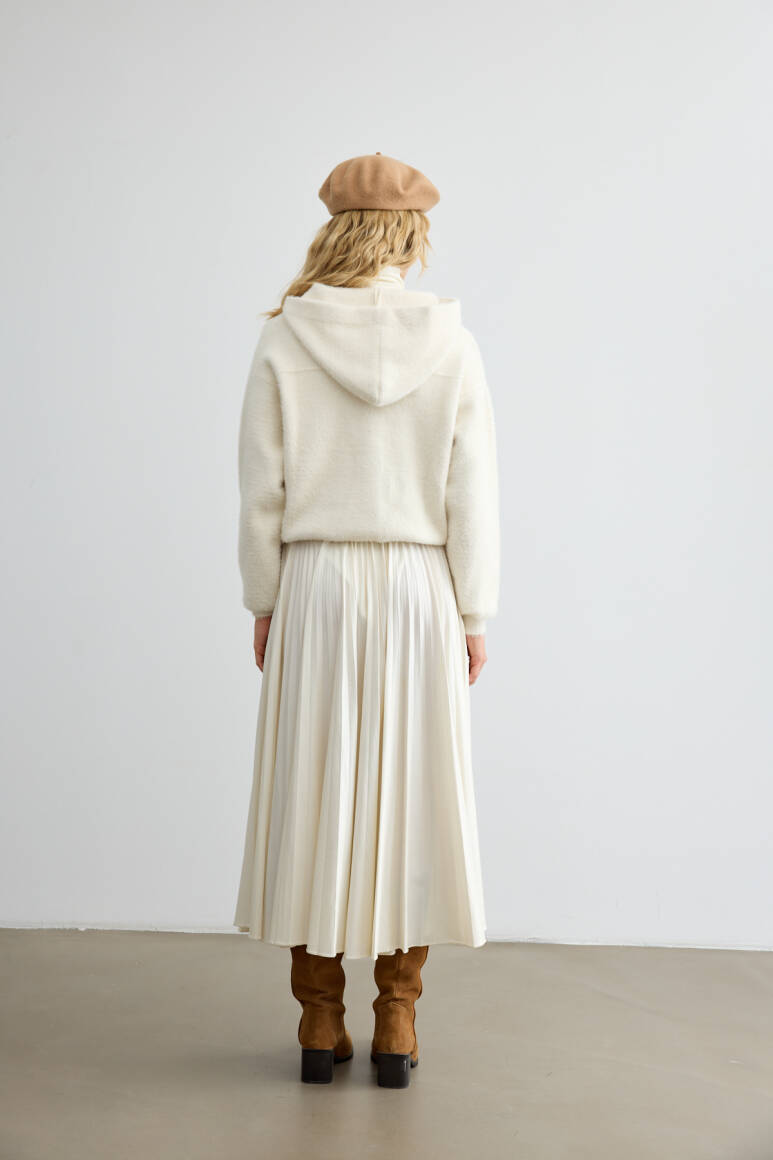 Tüylü Triko Bomber Bej - 6