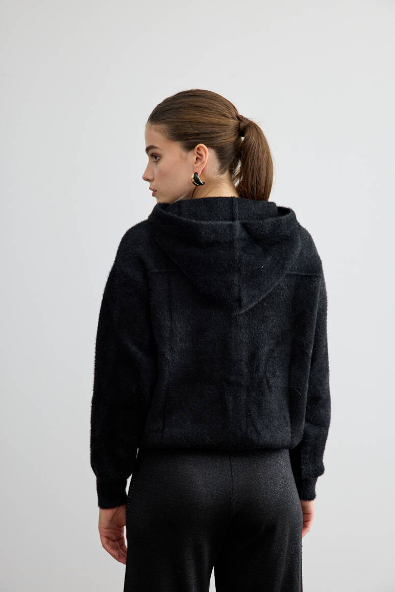 Tüylü Triko Bomber Siyah - 6