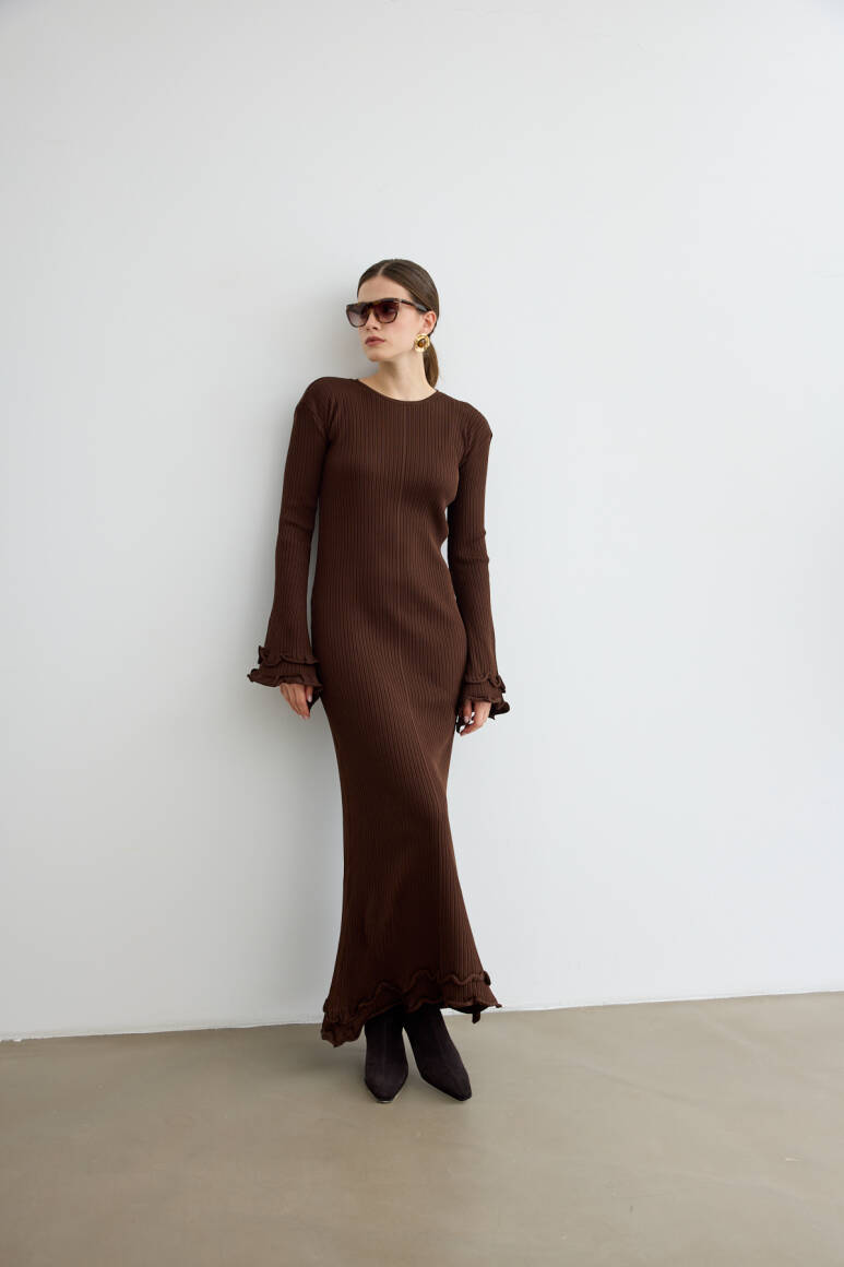 Valessi Triko Elbise Acı Kahve - EMNORA