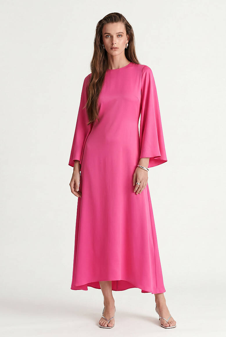 Valor Saten Elbise Pembe - 1