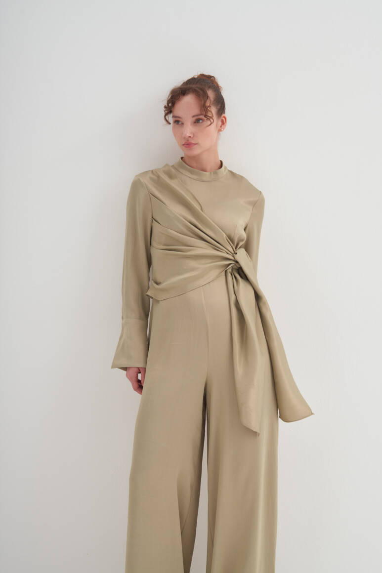 Yandan Düğümlü Premium Tulum Çağla Yeşili - EMNORA