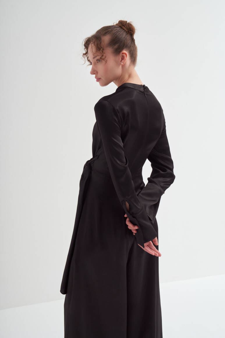 Yandan Düğümlü Premium Tulum Siyah - 11