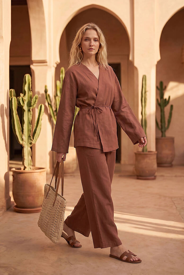 Zeus Kimono Keten Takım Kiremit - 3